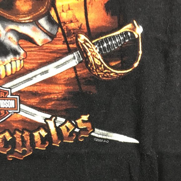 Harley Davidson T Shirt Mens M L Black Pirate Skull California Motorcycle - Picture 5 of 10